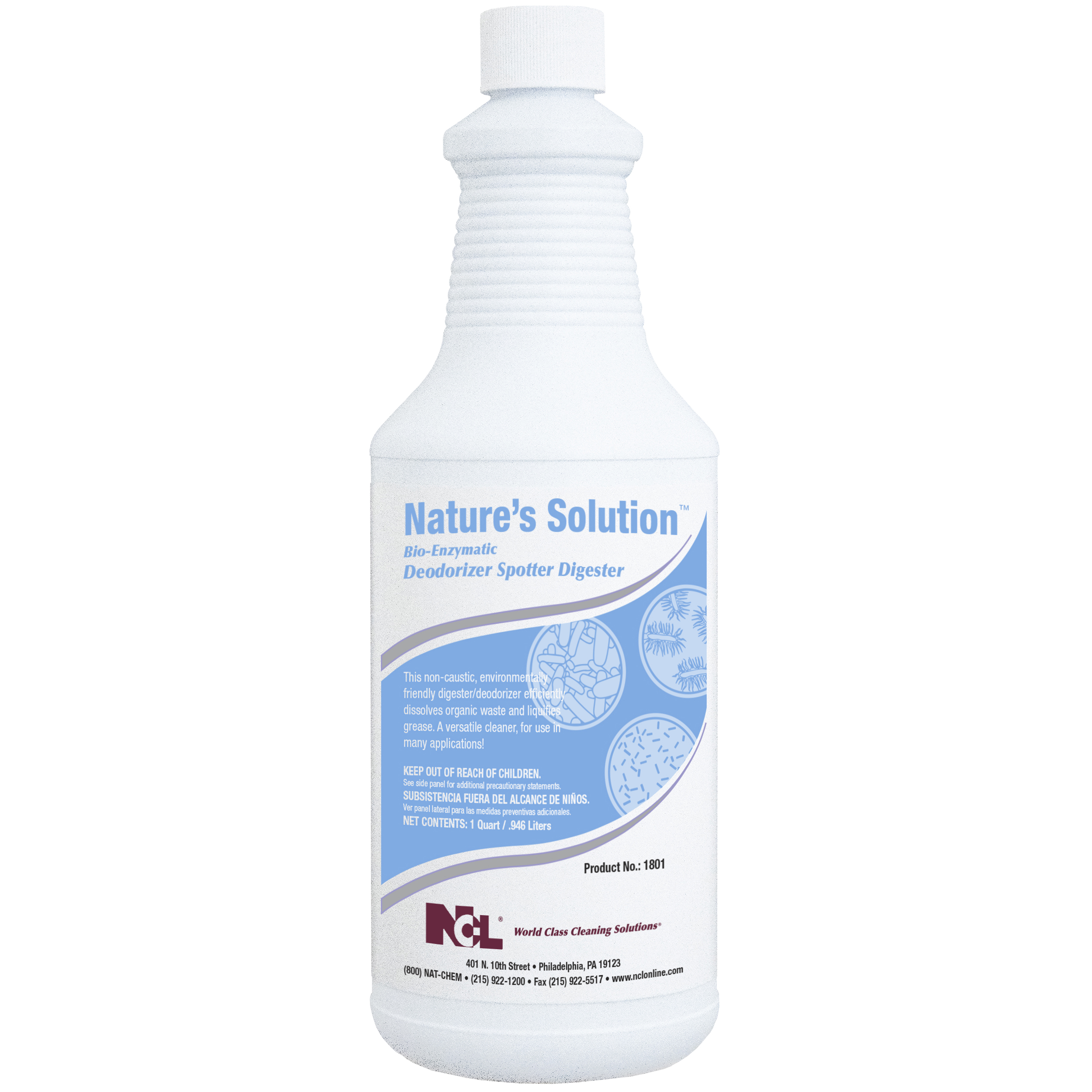  NATURE'S SOLUTION Bio-Enzymatic Deodorizer / Spotter / Digester 12/32 oz (1 Qt.) Case (NCL1801-36) 