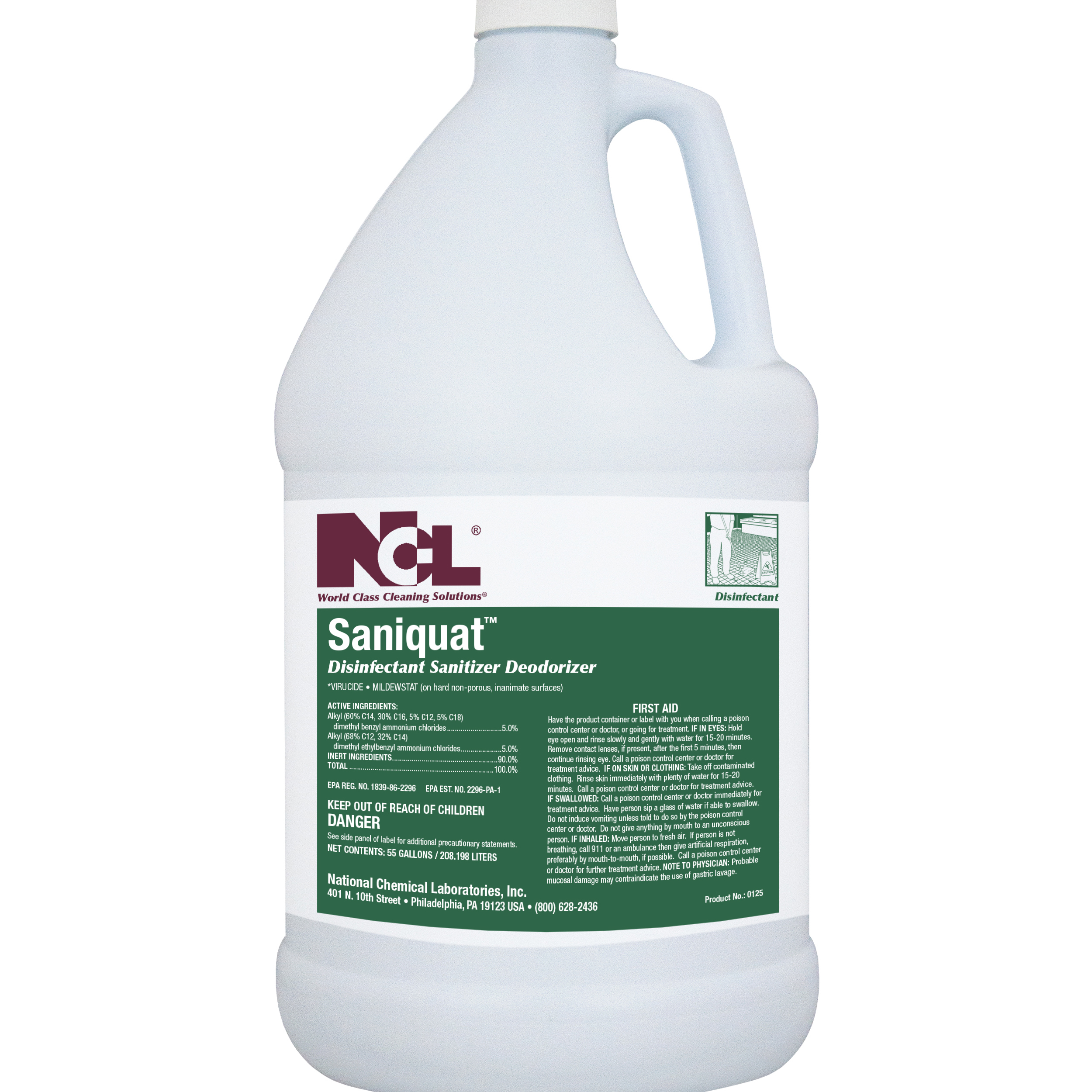  SANIQUAT Disinfectant Sanitizer Deodorizer 4/1 Gal. Case (NCL0125-29) 