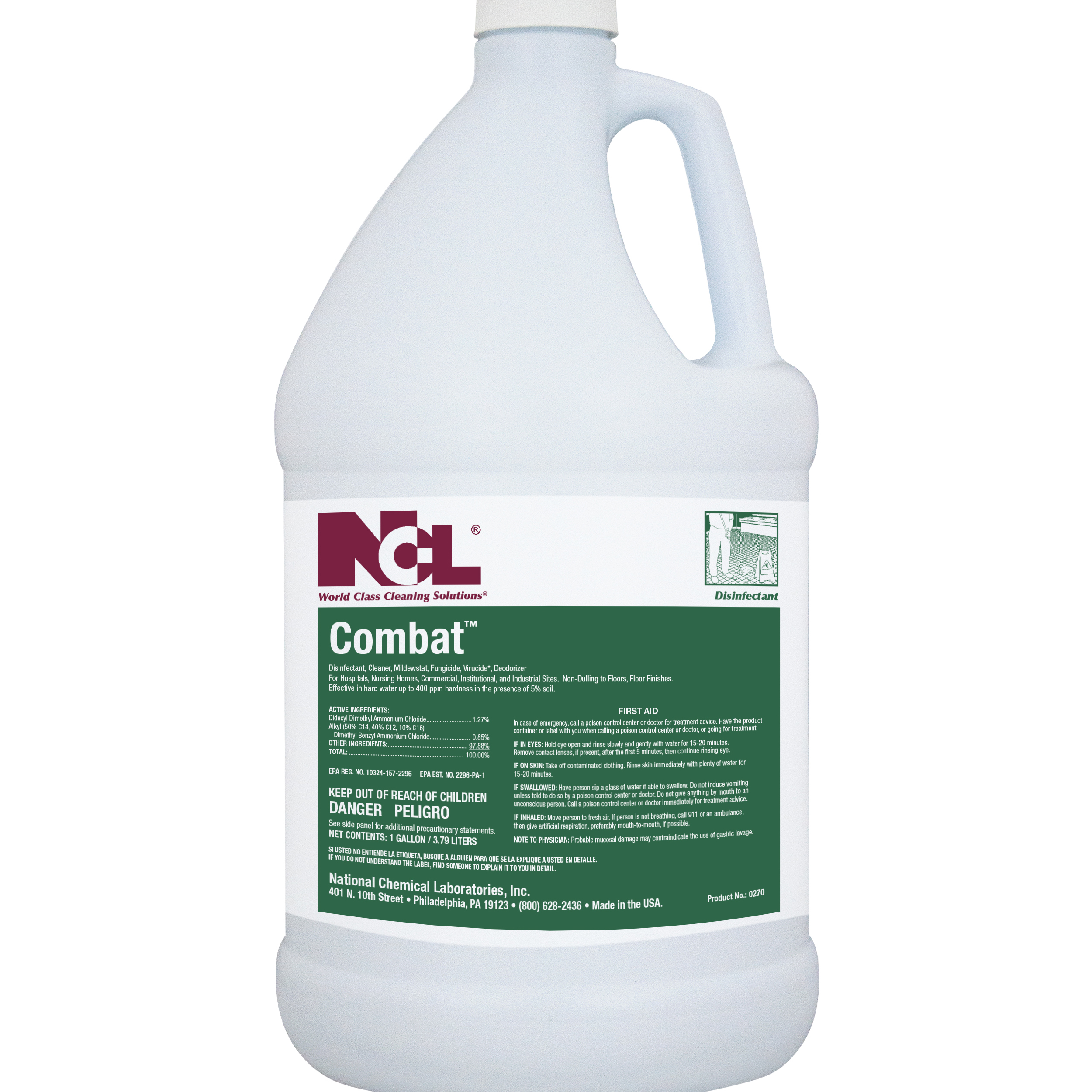  COMBAT Odor Eliminator / Neutral Disinfectant Cleaner 4/1 Gal. Case (NCL0270-29) 