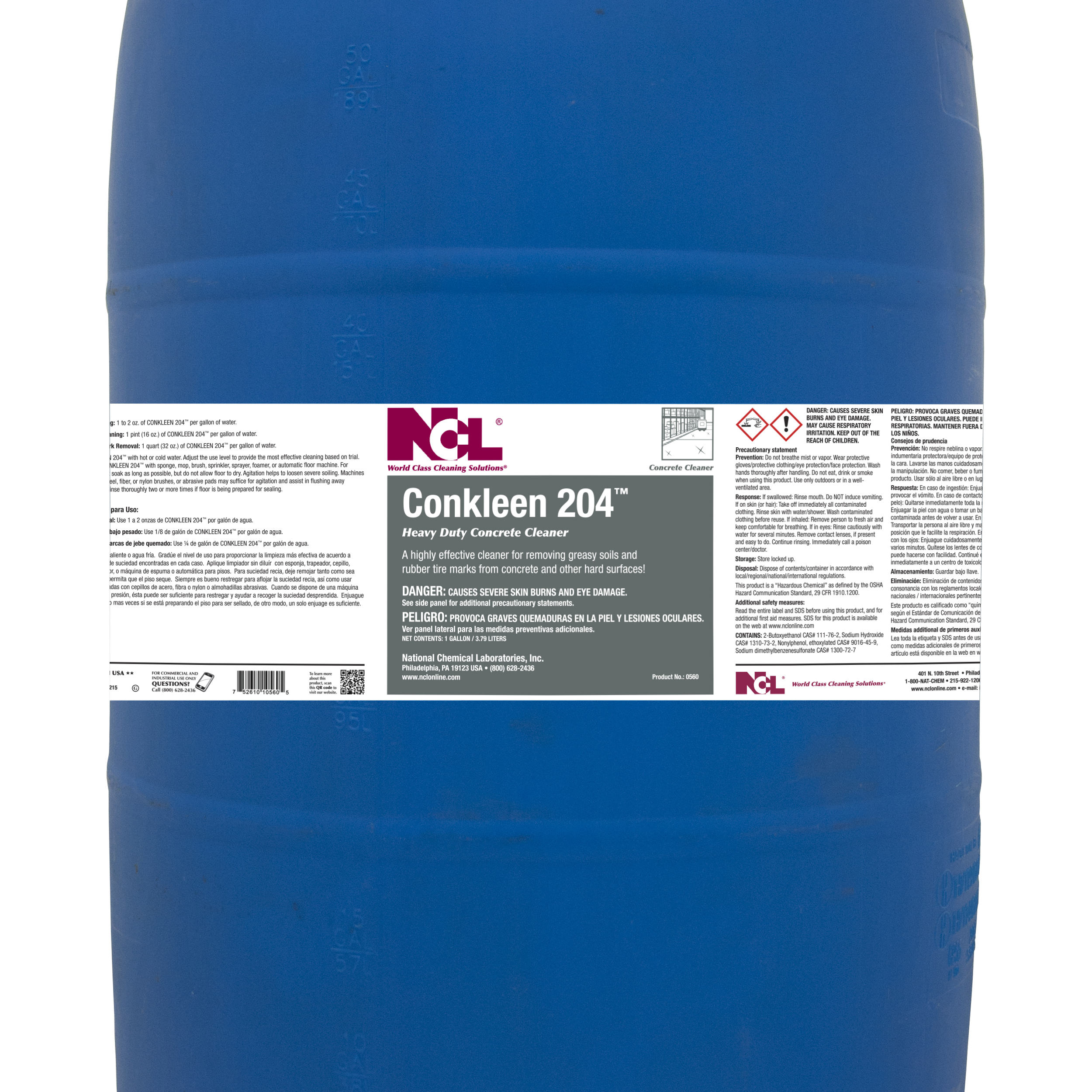  CONKLEEN 204 Heavy Duty Concrete Cleaner 55 Gallon Drum (NCL0560-18) 