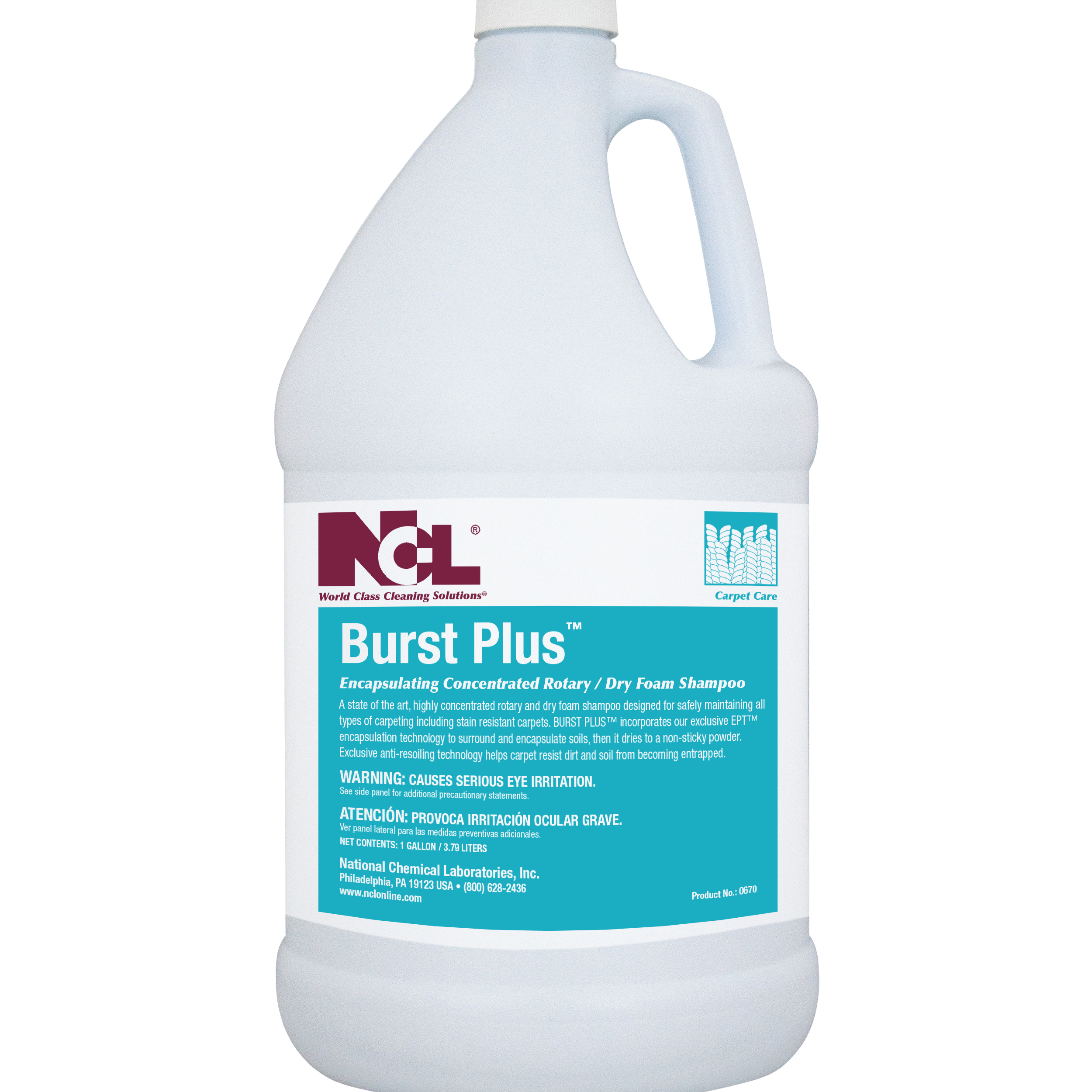  BURST PLUS Encapsulating Concentrated Rotary / Dry Foam Carpet Shampoo 4/1 Gal. Case (NCL0670-29) 