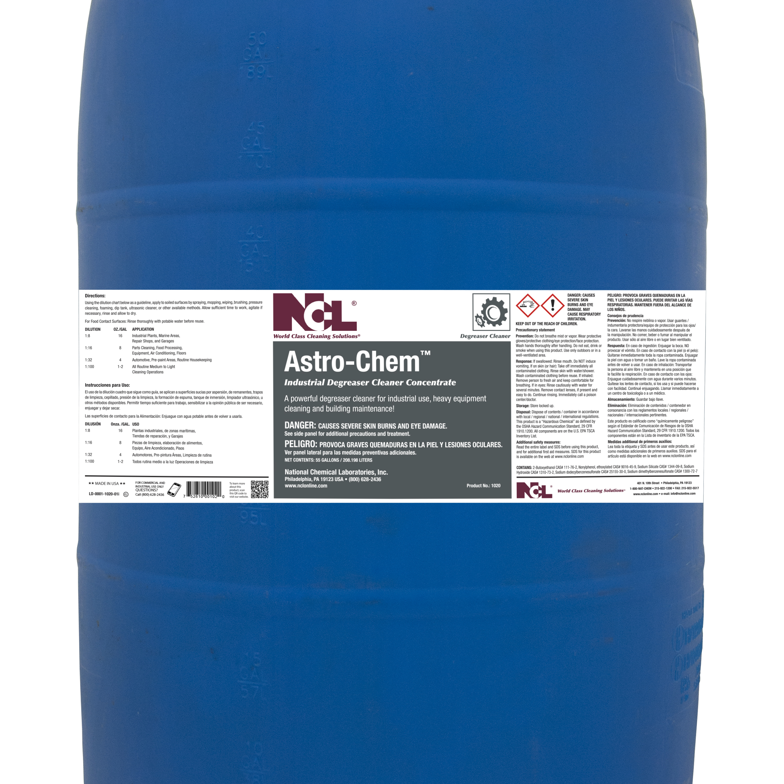  ASTRO-CHEM Industrial Degreaser Cleaner Concentrate 55 Gallon Drum (NCL1020-18) 
