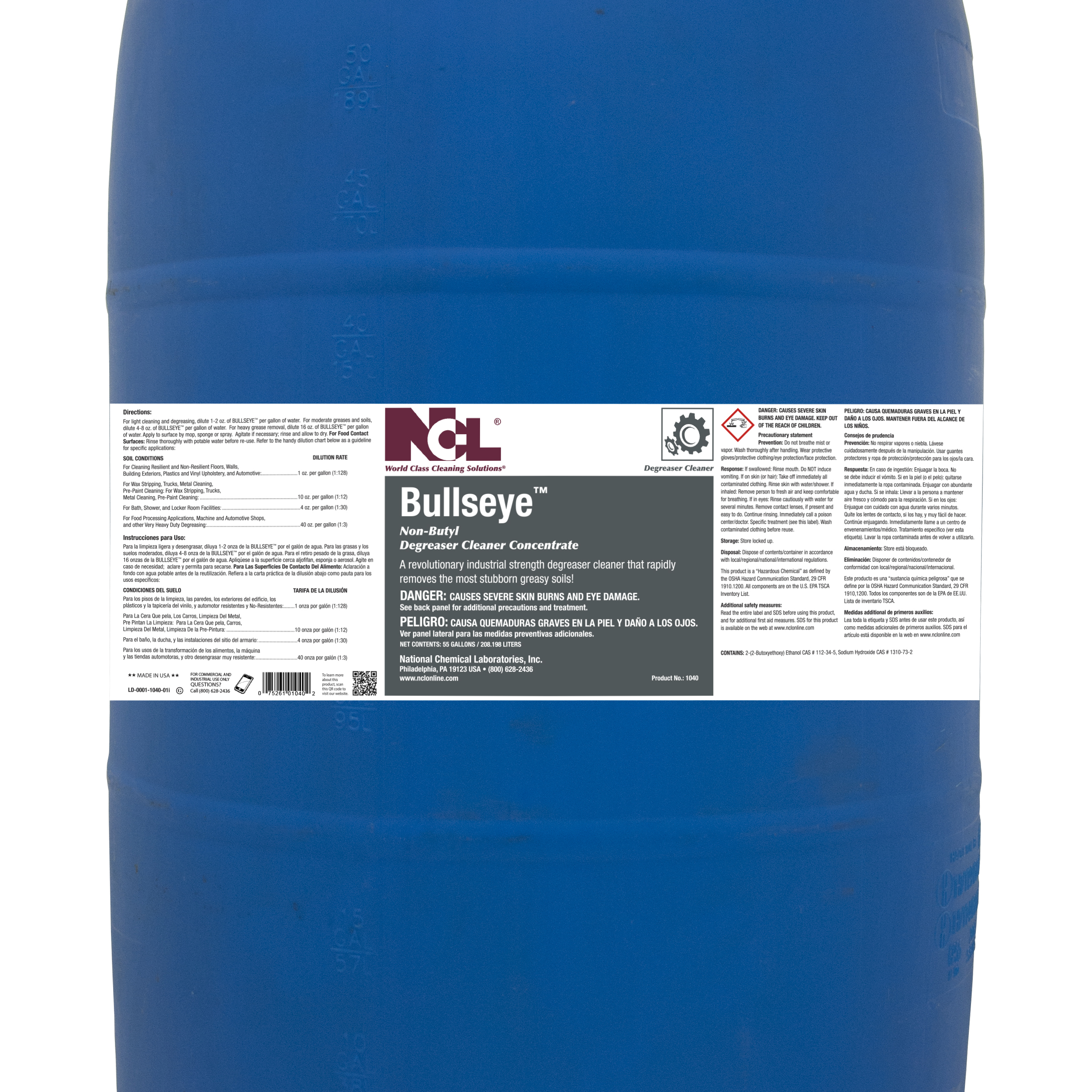  BULLSEYE Non-Butyl Cleaner Degreaser 55 Gallon Drum (NCL1040-18) 
