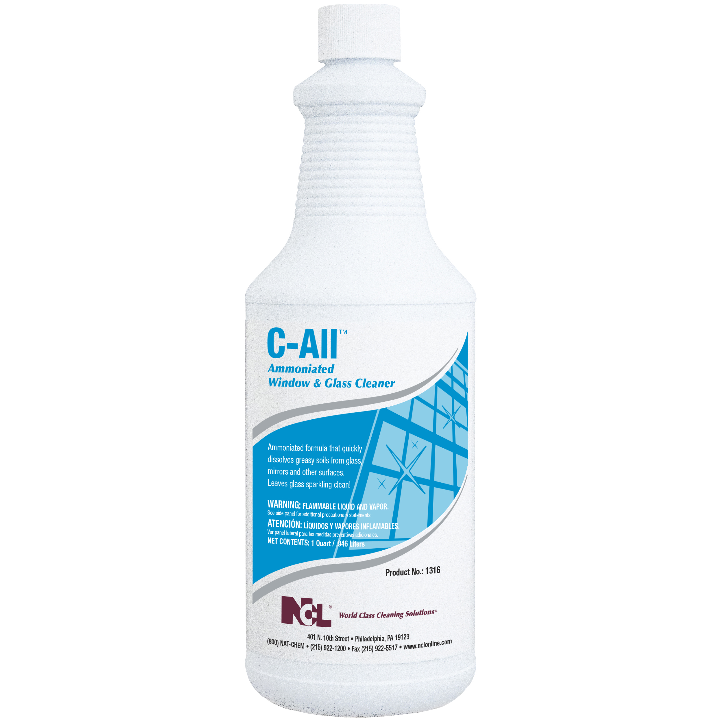  C-ALL Ammoniated Glass & Window Cleaner 12/32 oz (1 Qt.) Case (NCL1316-36) 