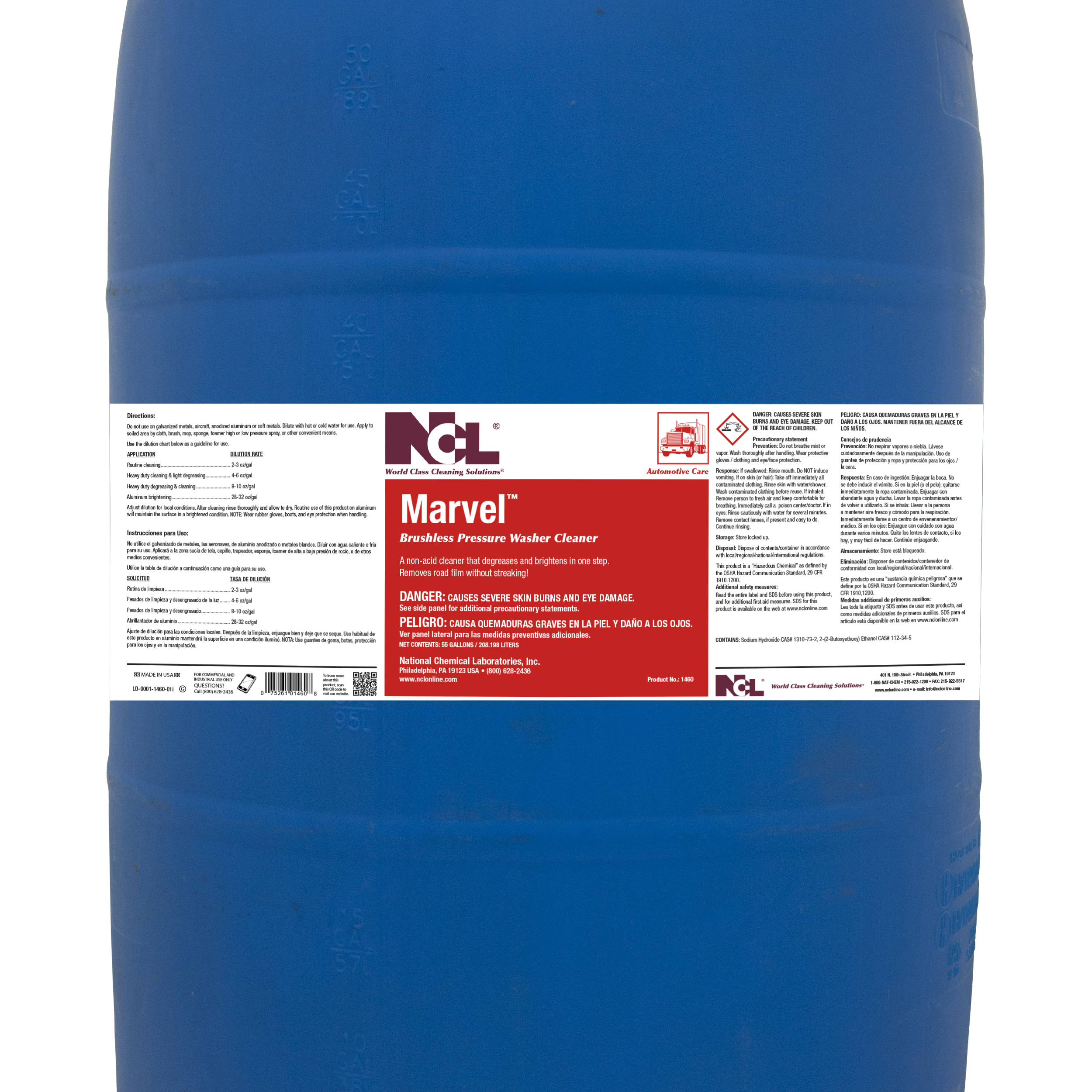  MARVEL Brushless Pressure Washer Cleaner 55 Gallon Drum (NCL1460-18) 