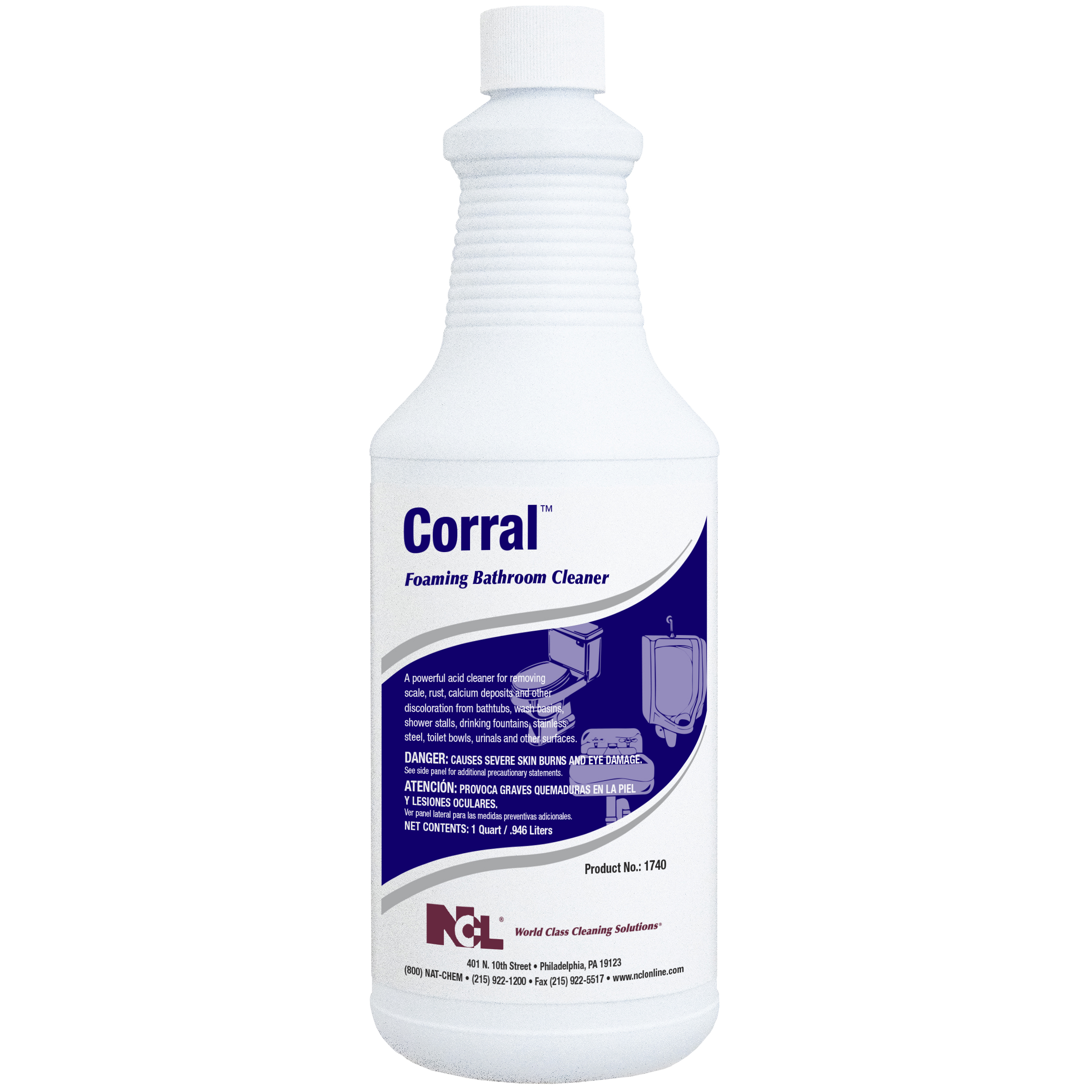  CORRAL Foaming Bathroom Cleaner 12/32 oz (1 Qt.) Case (NCL1740) 