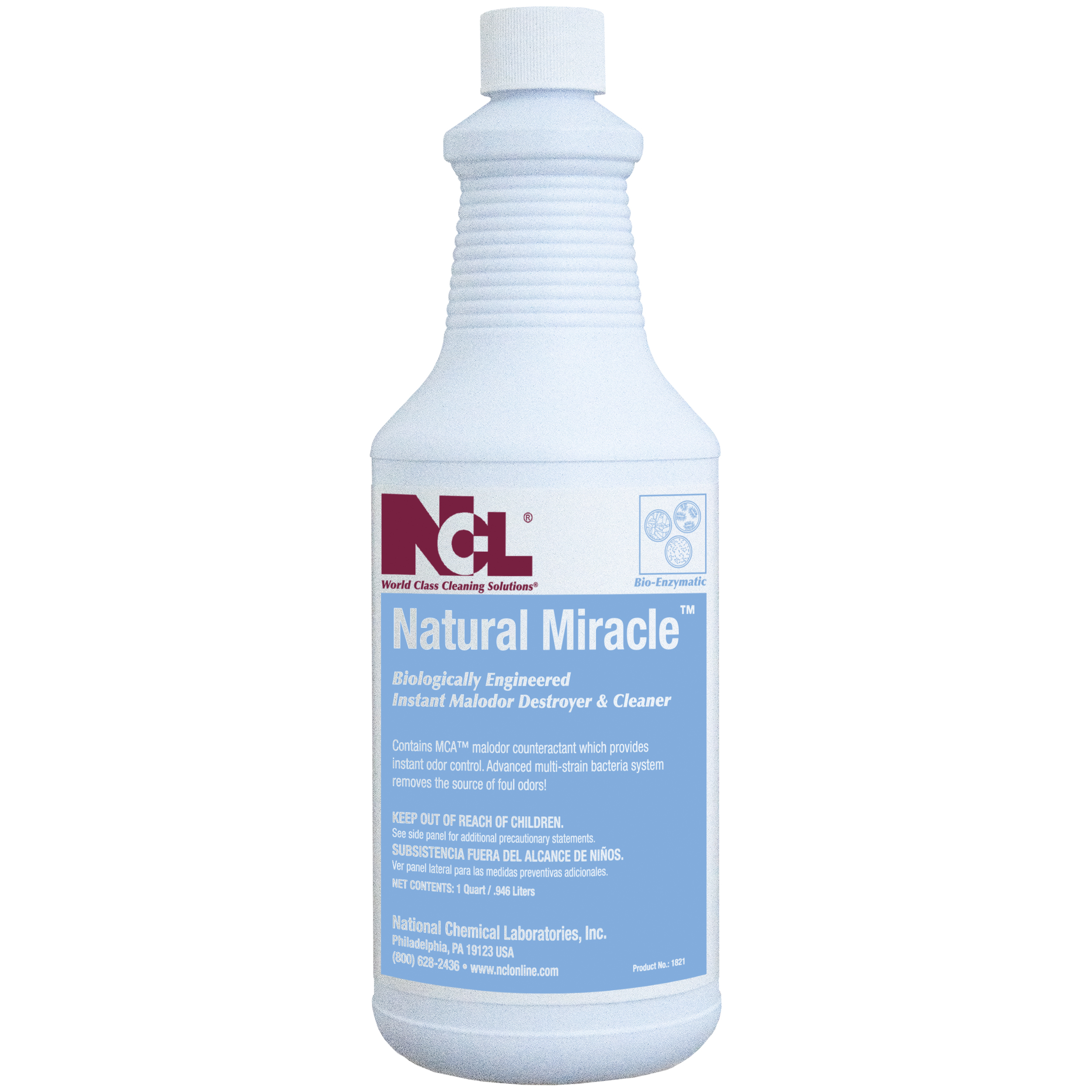  NATURAL MIRACLE Biologically Engineered Instant Malodor Destroyer & Cleaner 12/32 oz (1 Qt.) Case (NCL1821-36) 