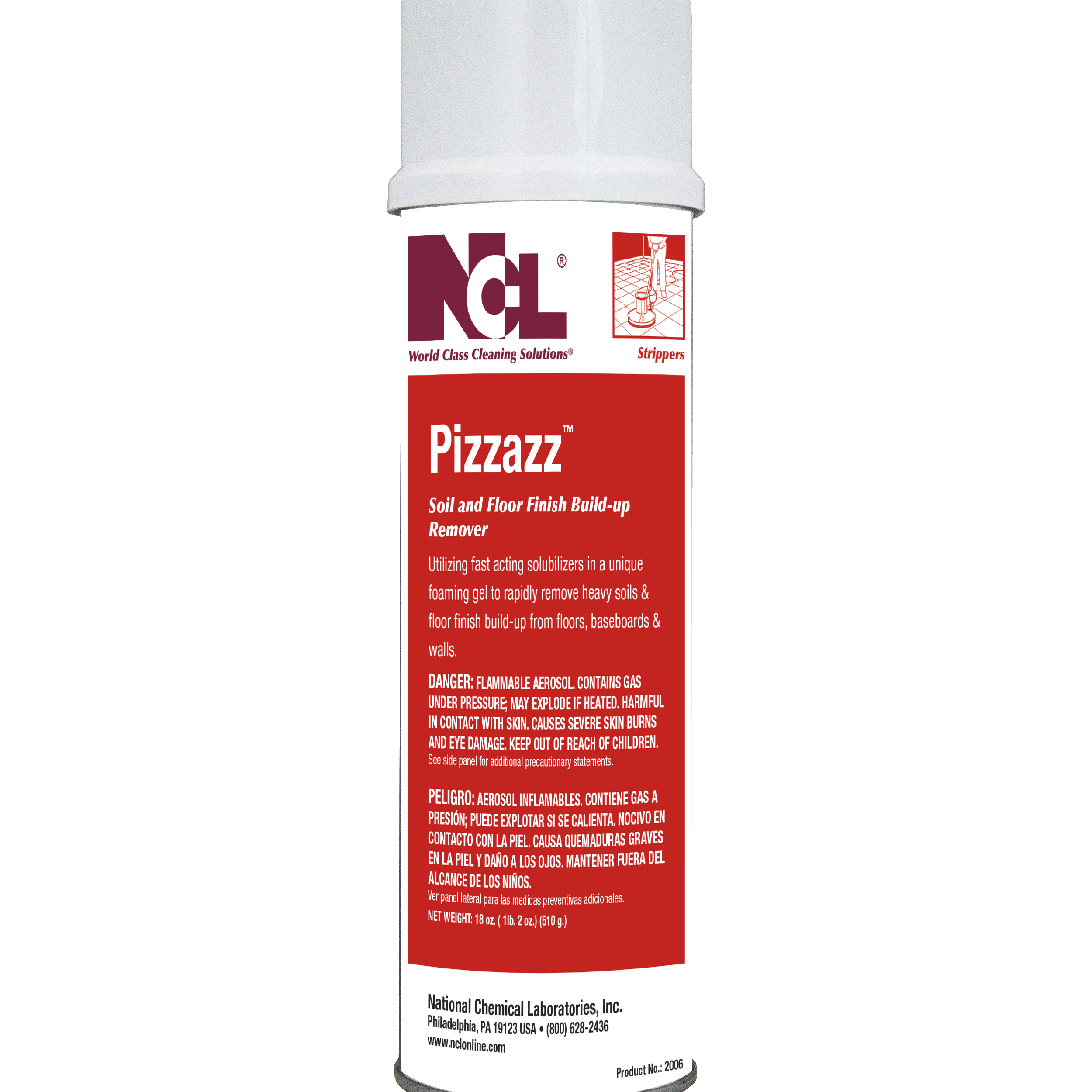  PIZZAZZ Soil & Floor Finish Build-Up Remover, aerosol 12/21 oz Aerosol Case (NCL2008) 
