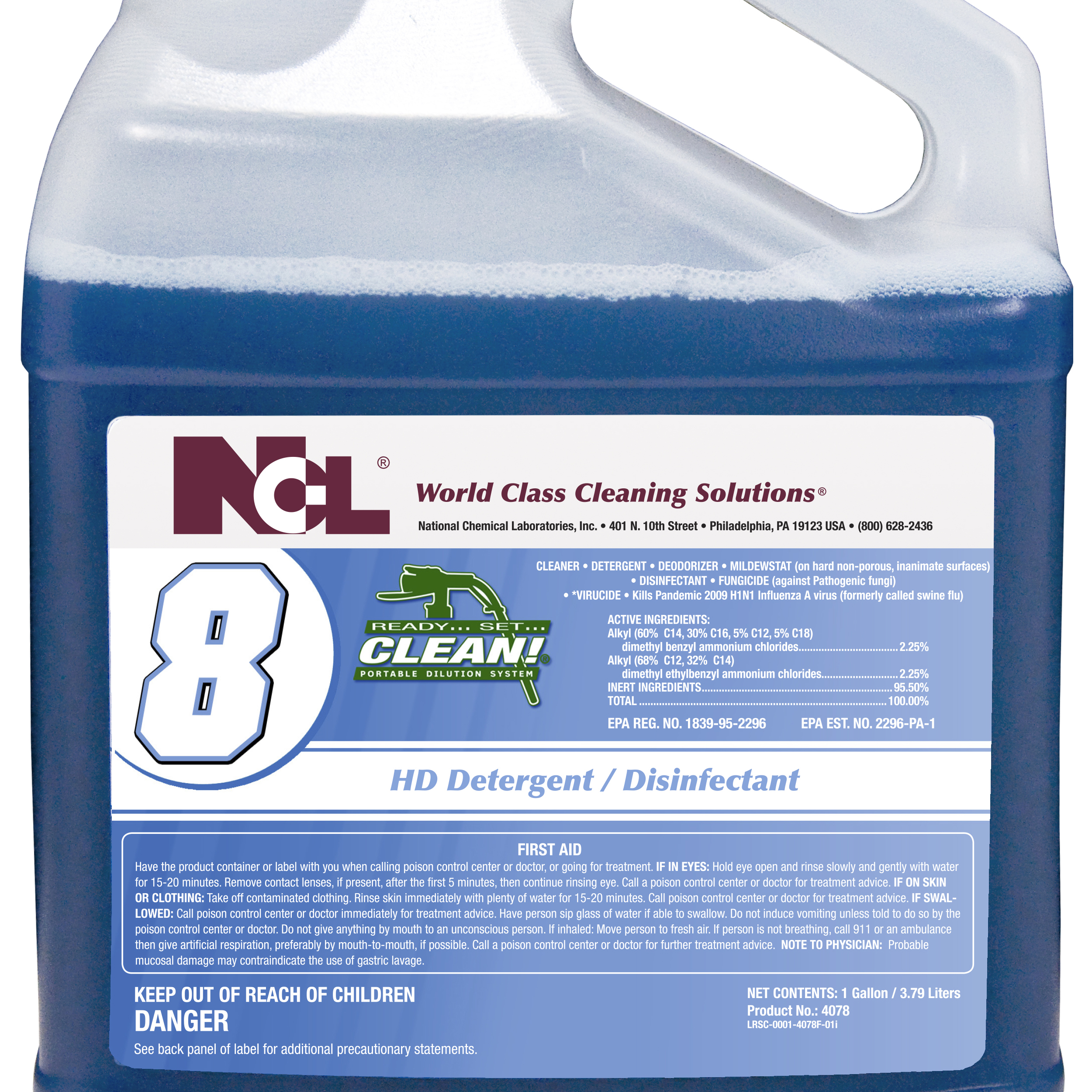  RSC #8 HD Detergent / Disinfectant 4/1 RSC Gal. Case (NCL4078-35) 